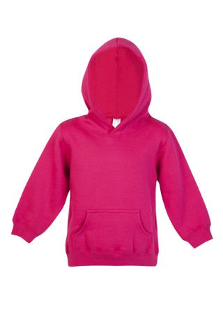 INFANT PLAIN FLEECE POCKET HOODIE:HOT PINK