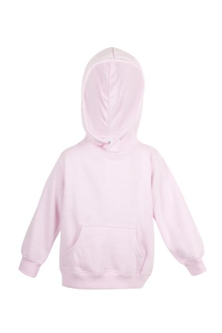 INFANT PLAIN FLEECE POCKET HOODIE:PALE PINK